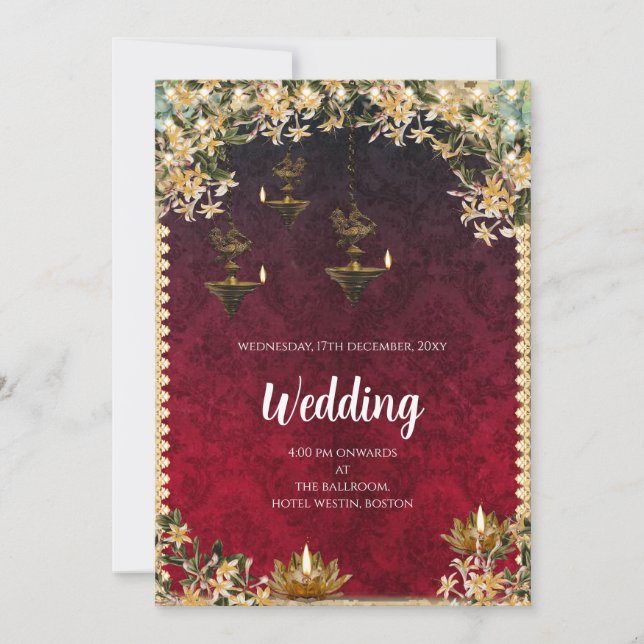 Convite para casamento hindu digital casamento Ind (Frente)