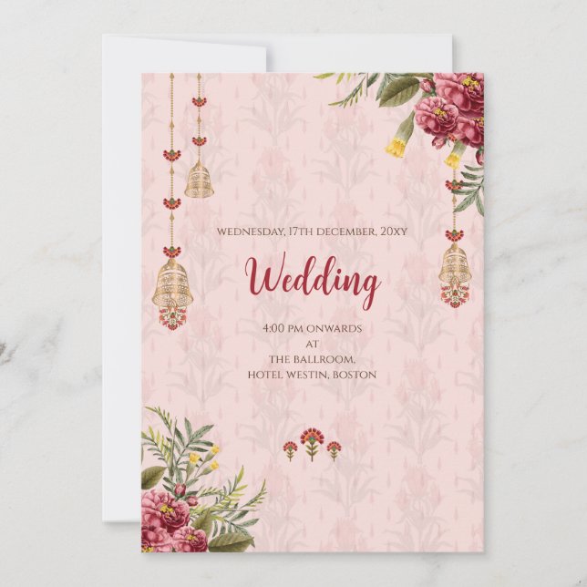 Convite para casamento hindu digital casamento Ind (Frente)