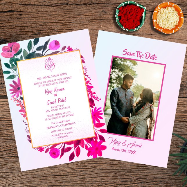 Convite para Casamento Hindu Indiano com Imagem Pe (Criador carregado)