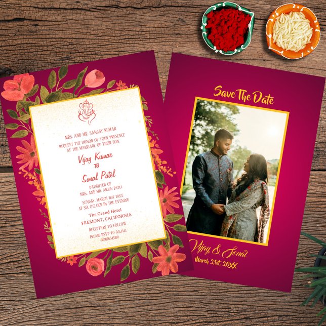 Convite para Casamento Hindu Indiano com Imagem Pe (Criador carregado)