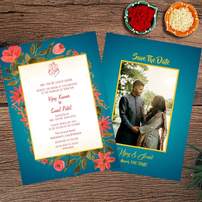 Convite para Casamento Hindu Indiano com Imagem Pe (Criador carregado)