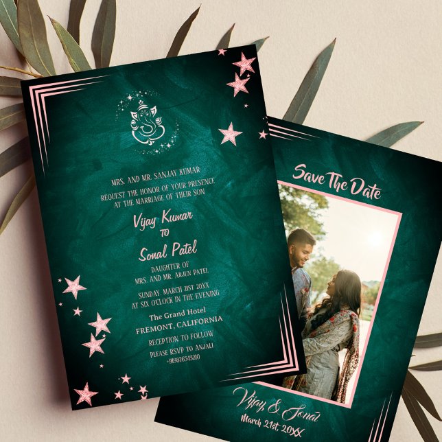 Convite para Casamento Hindu Indiano com Imagem Pe (Criador carregado)