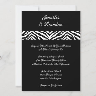 Convite para Casamento Impresso de Zebra Negra