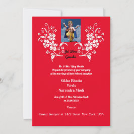 Convite para Casamento Indiano com Ganesha auspici