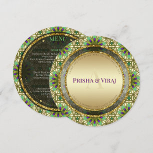 Convite para Casamento Indiano de Cores de Peacock