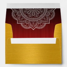 Convite para Casamento Índio de Paisley Vermelho E