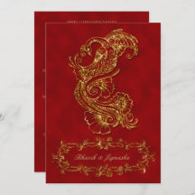 Convite para Casamento Índio de Peacock Vermelho e