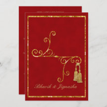 Convite para Casamento Índio de Tassel Vermelho e 