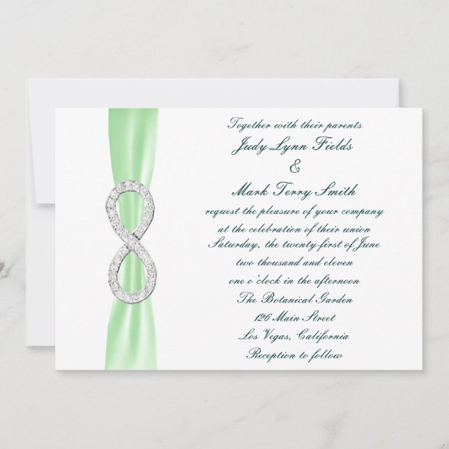 Convite para Casamento Infinito de Diamante Verde (Frente)