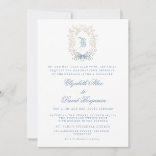 Convite para Casamento Inicial de Crest Blue
