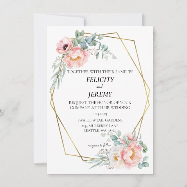 Convite para Casamento Inspirado no Jardim (Frente)