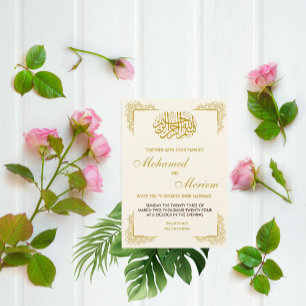 Convite para Casamento Islâmico com Fronteira Dour