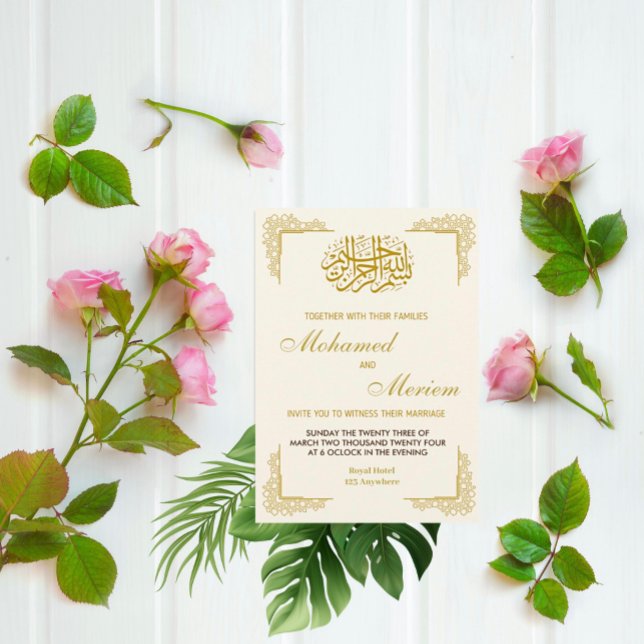 Convite para Casamento Islâmico com Fronteira Dour (Criador carregado)