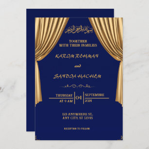 Convite para Casamento Islâmico de Nikah Blue