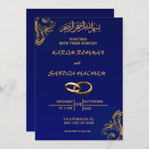 Convite para Casamento Islâmico de Nikah Blue