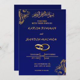 Convite para Casamento Islâmico de Nikah Blue