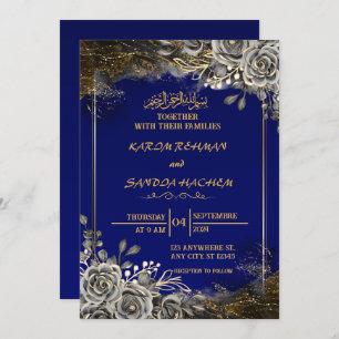 Convite para Casamento Islâmico de Nikah Blue