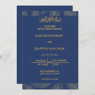 Convite para Casamento Islâmico de Nikah Blue