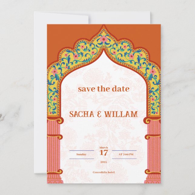 Convite para Casamento Laranja Moderno (Frente)