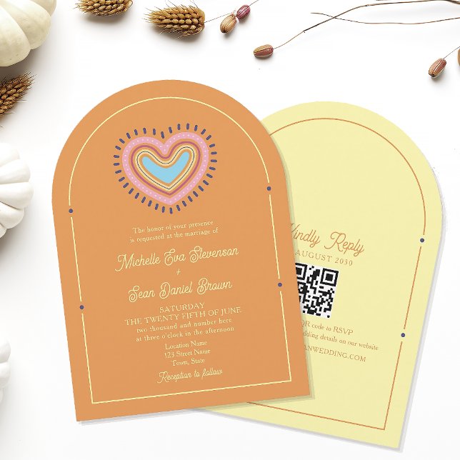 Convite para Casamento Laranja Retroativo (Criador carregado)