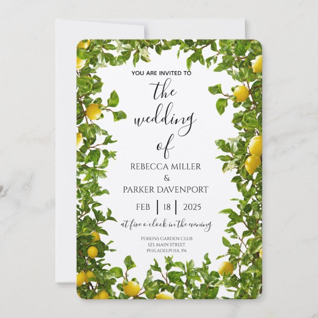 Convite para Casamento Lemon Grove Romance (Frente)