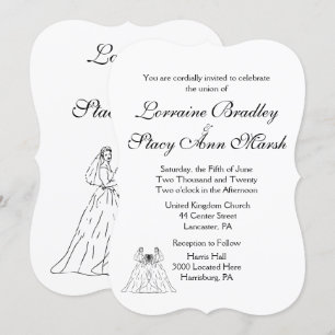 Convite para Casamento Lésbica Branca