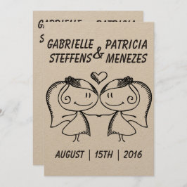 Convite para Casamento Lésbica de Rústico Doodle