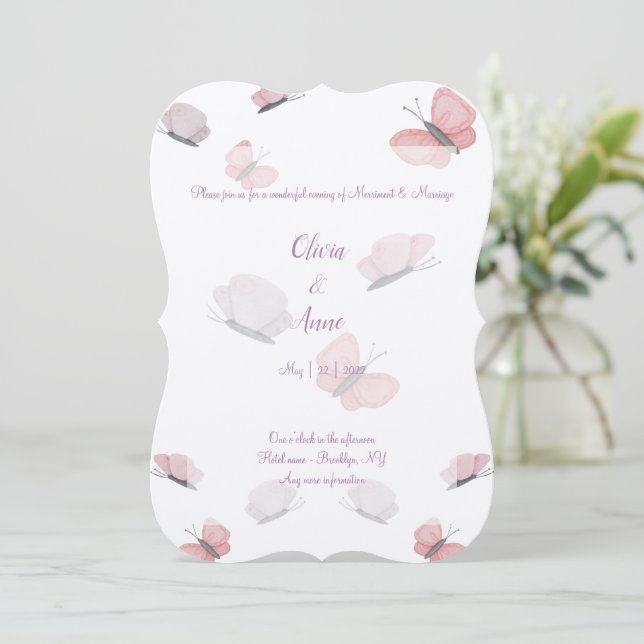 Convite para casamento lésbica de Watercolor (Em pé/Frente)