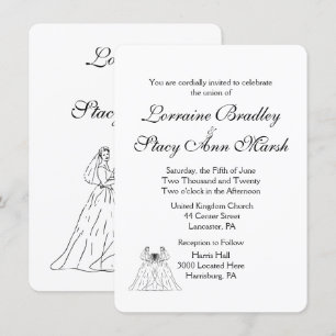 Convite para Casamento Lésbico Branco
