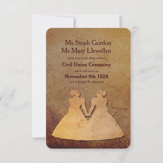 Convite Para Casamento Lésbico Russo Escuro (Frente)