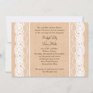 Convite para Casamento Leve Burlap e Vintage Lace