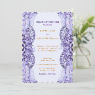 Convite para Casamento Lilac Delicate Lace Design