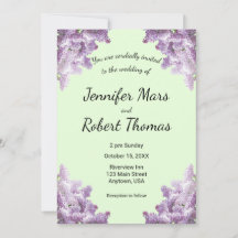 Convite para Casamento Lilac e Light Sage