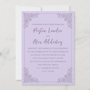 Convite para Casamento Lilac Roxo Elegante