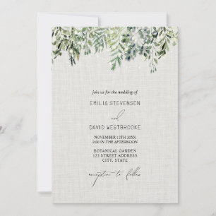 Convite para Casamento Linen Greenery