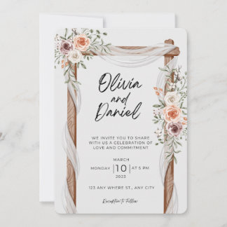Convite para Casamento Livre Floral Russo Branco C