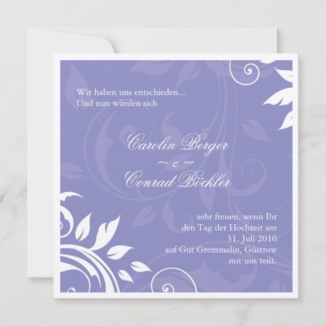 Convite Para Casamento Luxuoso - Texto Alemão 2 (Frente)