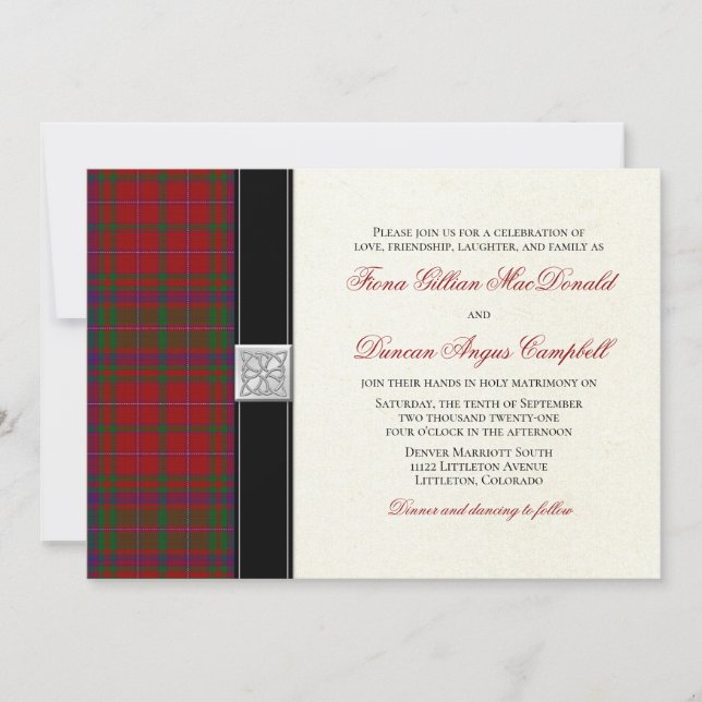 Convite para casamento MacDougal MacDougall Tartan (Frente)