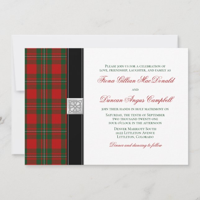 Convite para Casamento MacGregor Tartan (Frente)