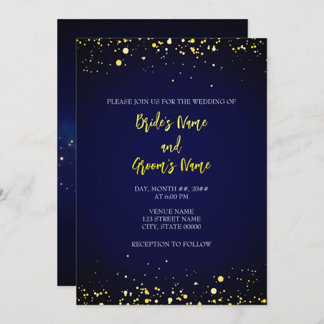Convite para Casamento Magical Starry Night (Frente/Verso)