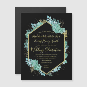 Convite para Casamento Magnético de Quadro Dourado