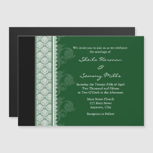Convite para casamento magnético negro verde