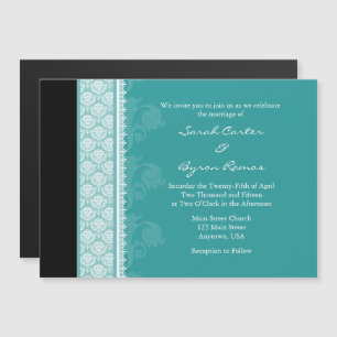 Convite para Casamento Magnético Teal Black Modern