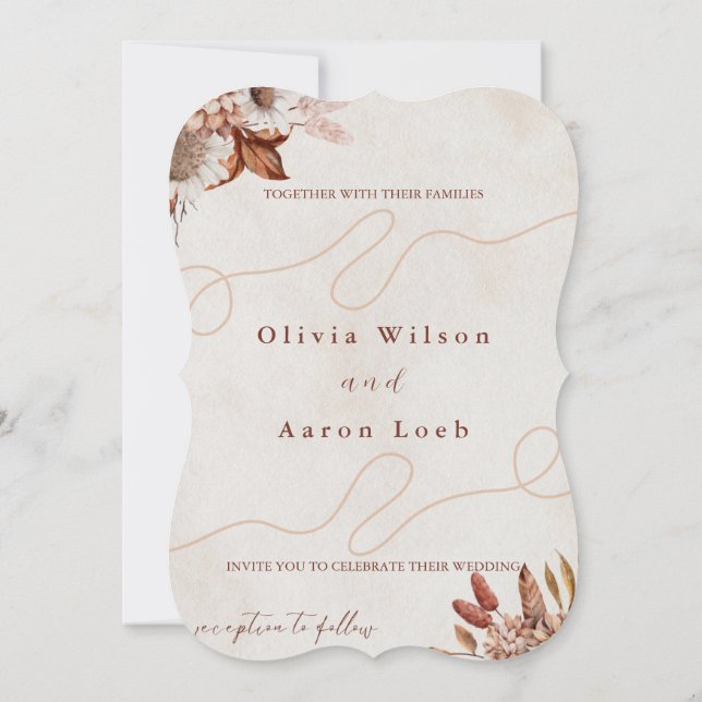 Convite para Casamento Marrom e Beige Legant (Verso)