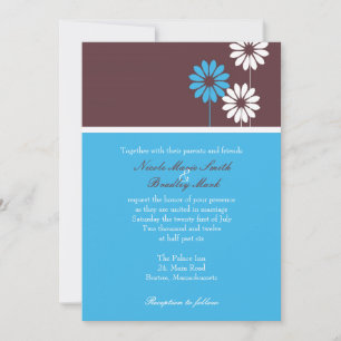Convite para Casamento Marrom e Blue Daisy