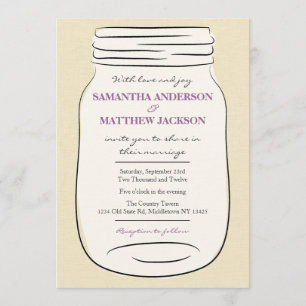 Convite para Casamento Mason Jar - Roxo