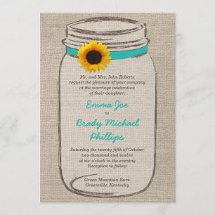 Convite para Casamento Mason Jar & Sunflower