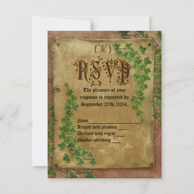 Convite para casamento medieval RSVP (Frente)