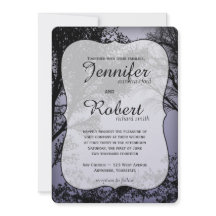 Convite para Casamento Metálico da Floresta Noite