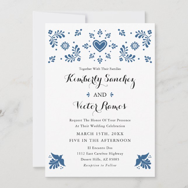 Convite para casamento mexicano Talavera inspirado (Frente)